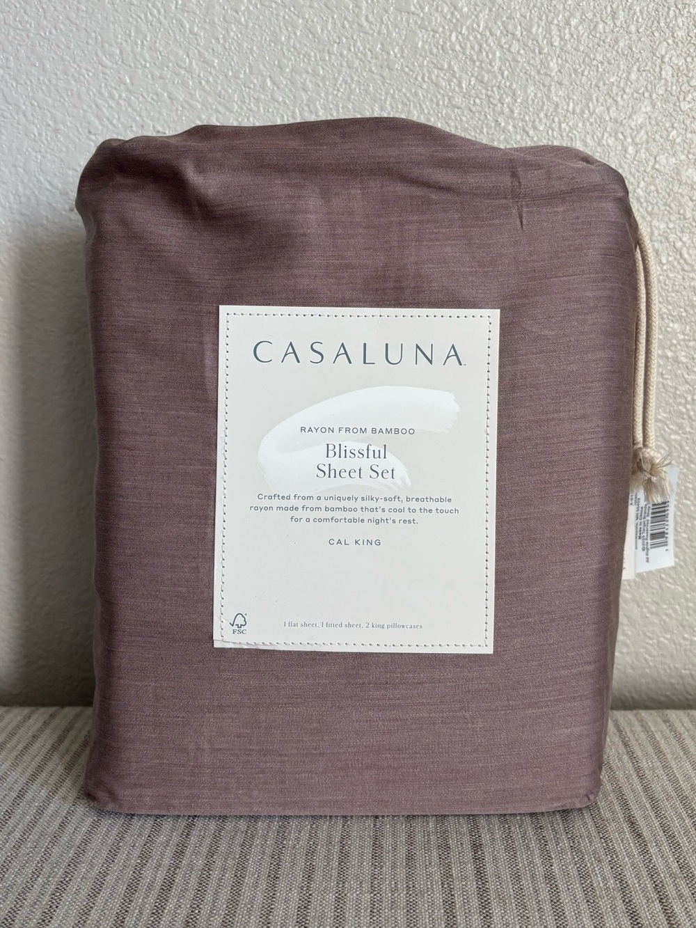 NWT California King 400 Thread Count Rayon from Bamboo Sheet Set Fig - Casaluna